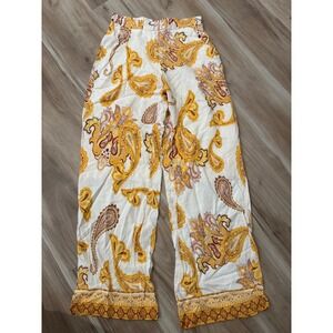 Magaschoni Womens XS/TP Paisley Print Wide Leg Viscose‎ Pants Boho Chic Z1